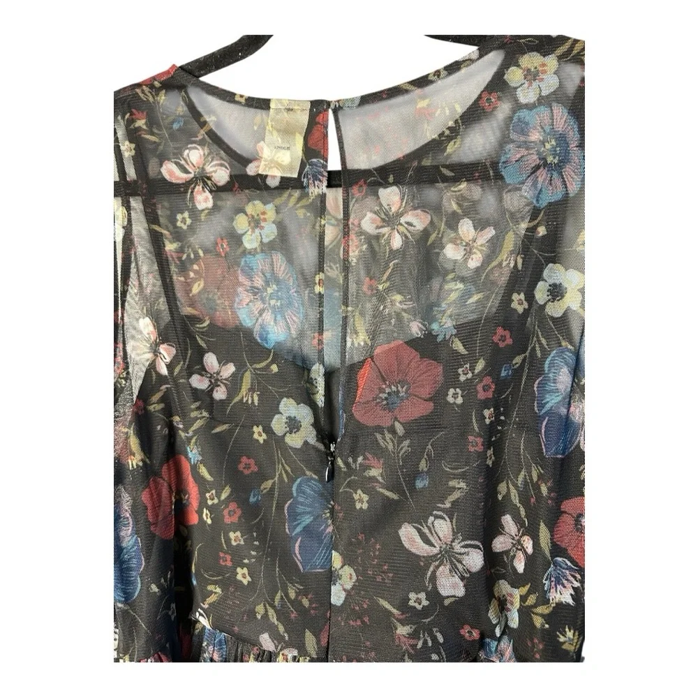 Disney LC Lauren Conrad Women's Black Floral Fit & Flare Midi Dress Size 8 - Picture 8 of 9
